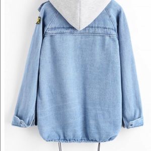 Oversized jean jacket with hoodie lining